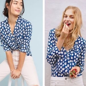Maeve "Rochelle" Strawberry Print Button Up 8